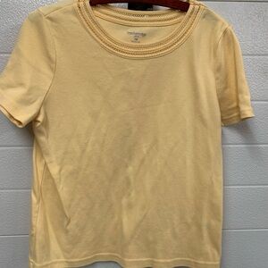 Breckenridge Petite PM Gold Table T’s Tee Shirt Crochet Neckline Cottagecore